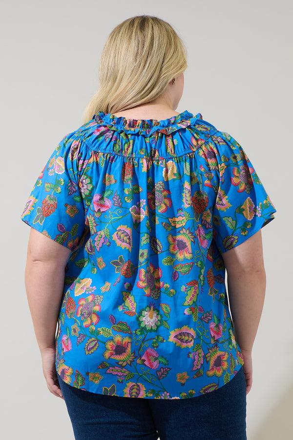 Sugarlips Anabelle Floral Darthy Smocked Top Curve