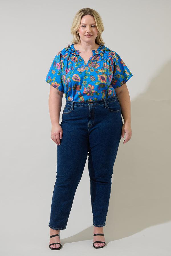 Sugarlips Anabelle Floral Darthy Smocked Top Curve