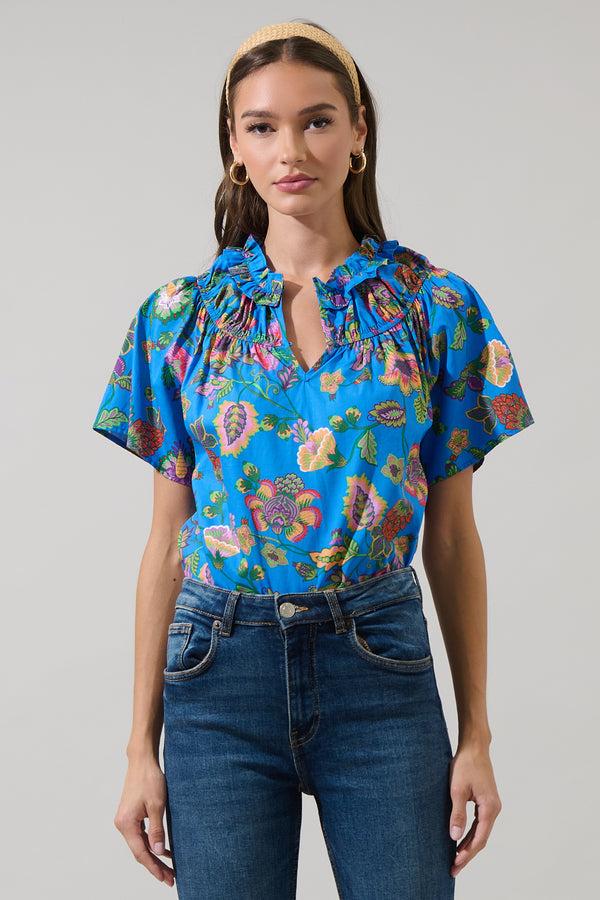 sugarlips Anabelle Floral Darthy Smocked Top