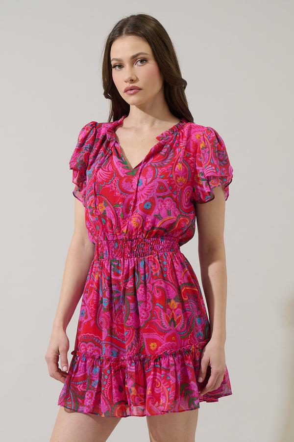 Sugarlips Anais Floral Bumble Ruffle Mini Dress