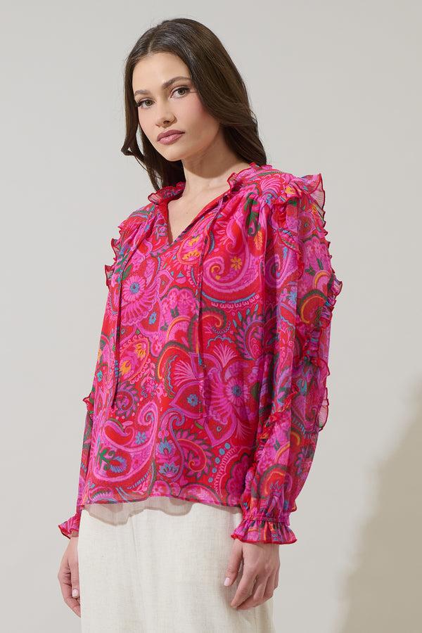 Sugarlips Anais Floral Raj Ruffle Balloon Sleeve