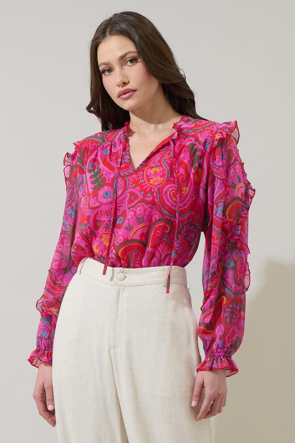 sugarlips Anais Floral Raj Ruffle Balloon Sleeve