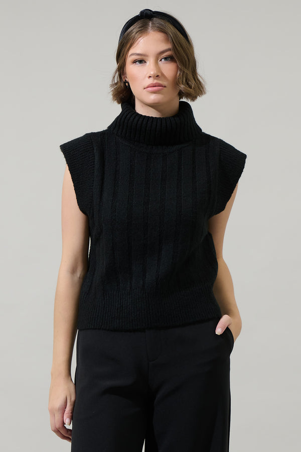 sugarlips Anaya Turtle Neck Ribbed Sweater Top