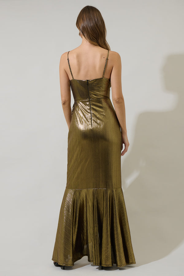 Sugarlips Andorra Metallic Doris Ruffle Maxi Dress