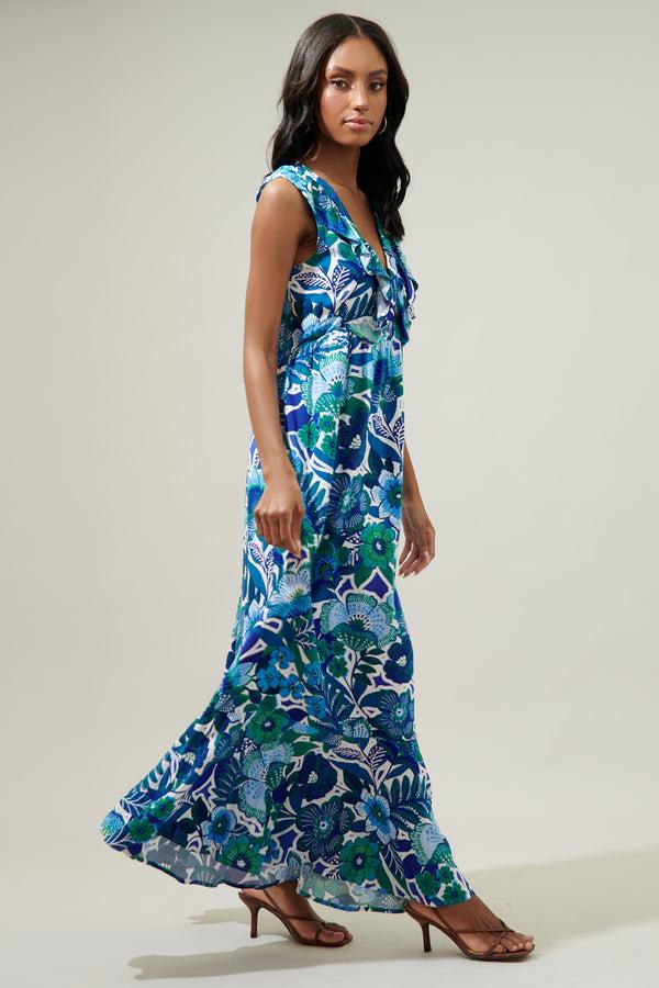 Sugarlips Andretta Floral Bayla Deep V Maxi Dress