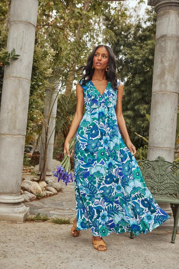 sugarlips Andretta Floral Bayla Deep V Maxi Dress