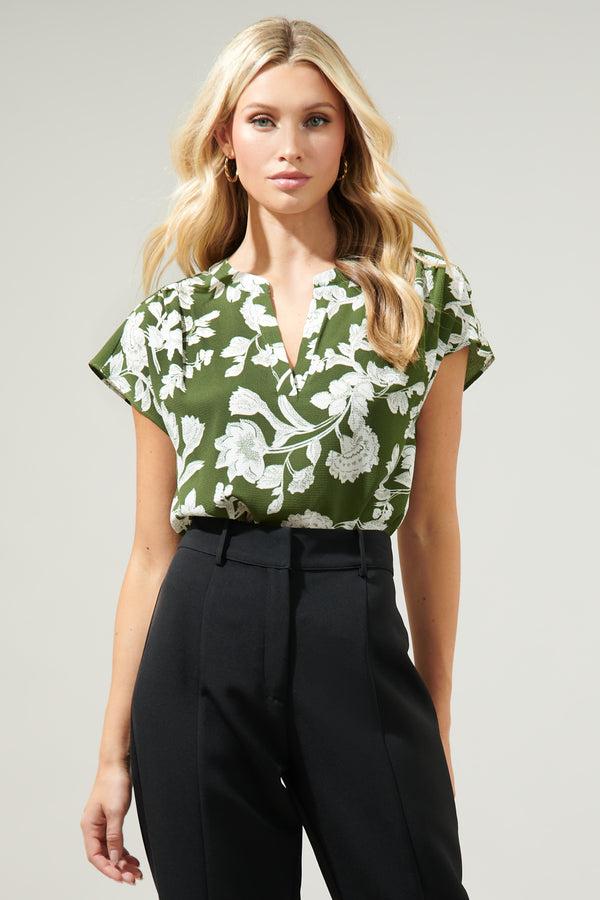 sugarlips Angelique Split Neck Dolman Blouse
