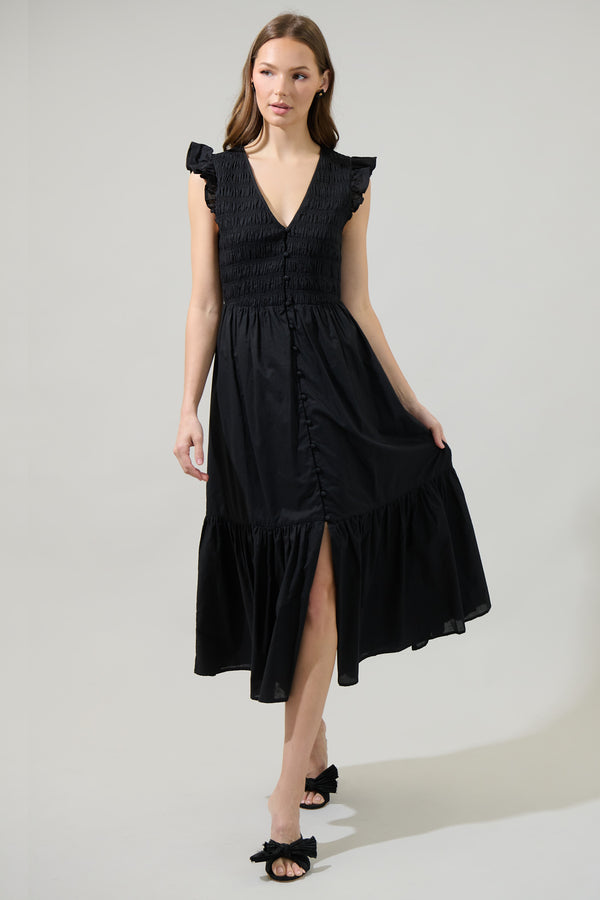sugarlips Angie Smocked Tiered Midi Dress