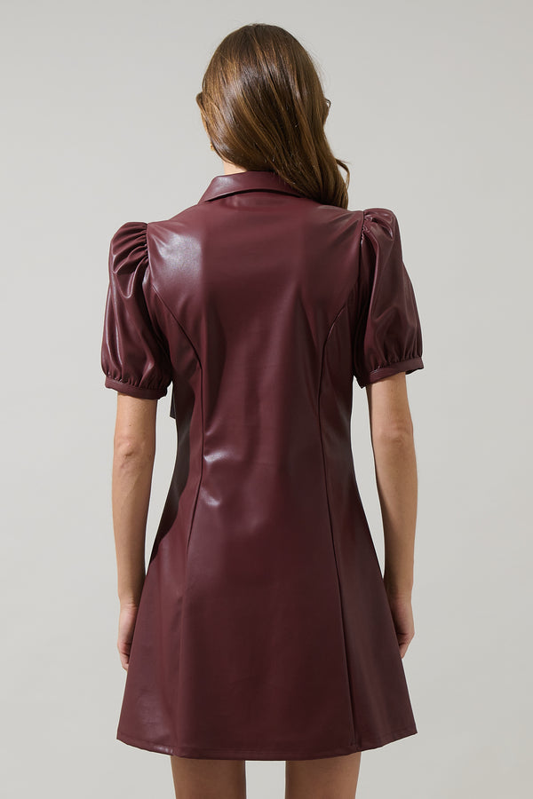 Sugarlips Anisa Leather Kezzy A-line Mini Dress