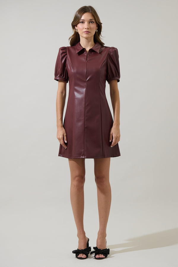 Sugarlips Anisa Leather Kezzy A-line Mini Dress