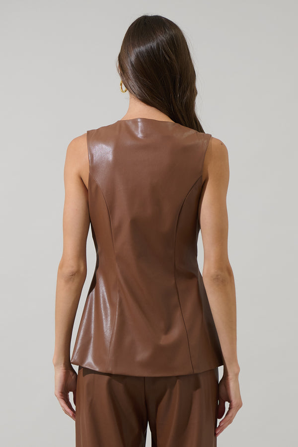 Sugarlips Anisa Leather Maize Sleeveless Top