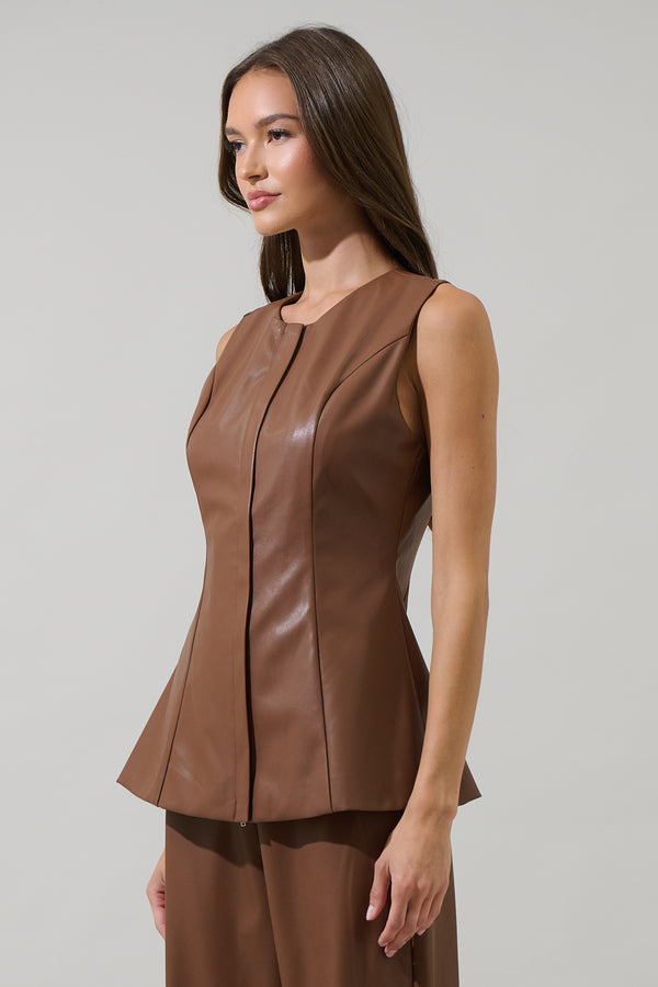 Sugarlips Anisa Leather Maize Sleeveless Top