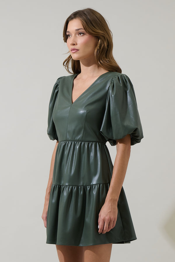 Sugarlips Anisa Leather May Tiered Mini Dress