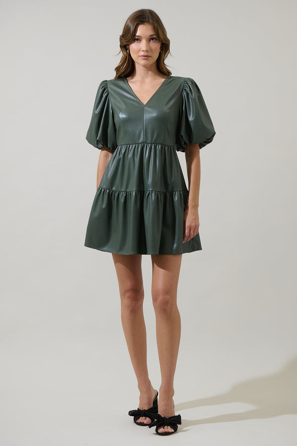 Sugarlips Anisa Leather May Tiered Mini Dress