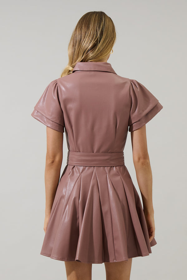 Sugarlips Anisa Leather Pleated Mini Dress
