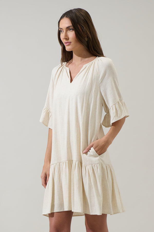 Sugarlips Annet Linen Shift Mini Dress