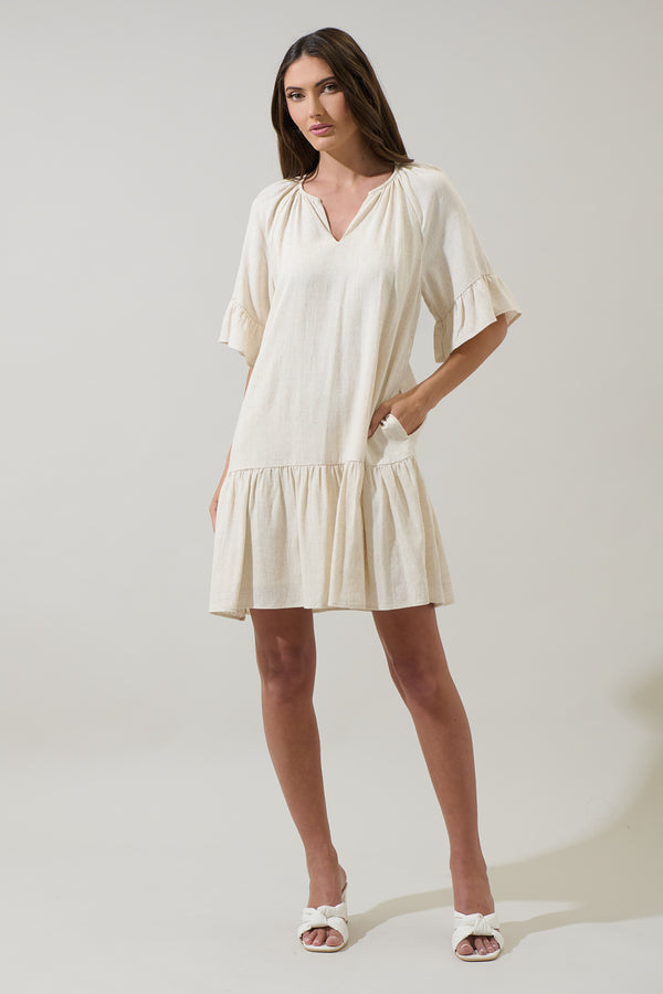 Sugarlips Annet Linen Shift Mini Dress