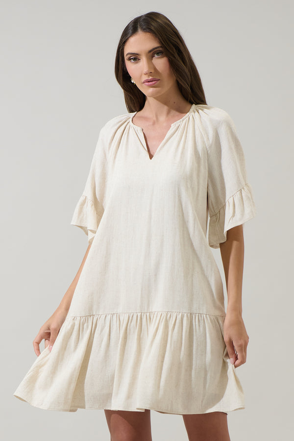 sugarlips Annet Linen Shift Mini Dress