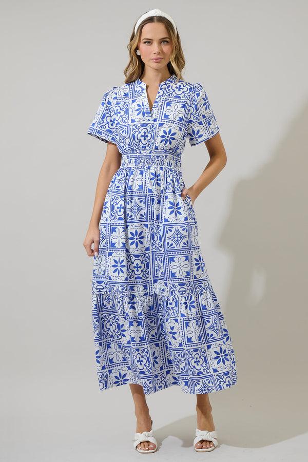 Sugarlips Arbor Tile Belraj Poplin Maxi Dress