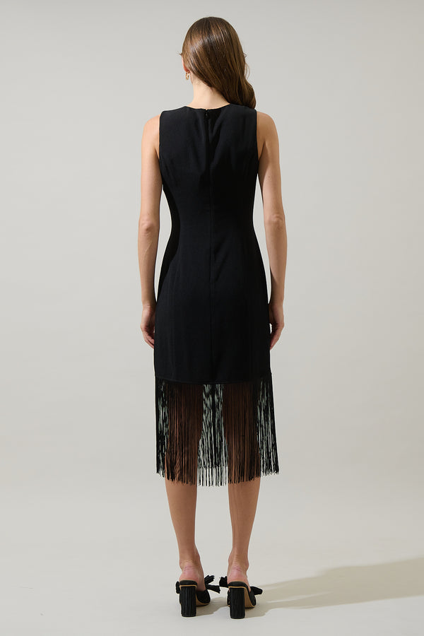 Sugarlips Ardena Sleeveless Fringe Midi Dress