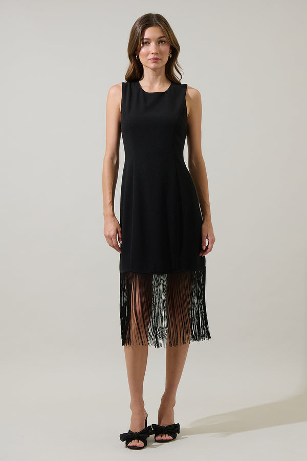 sugarlips Ardena Sleeveless Fringe Midi Dress