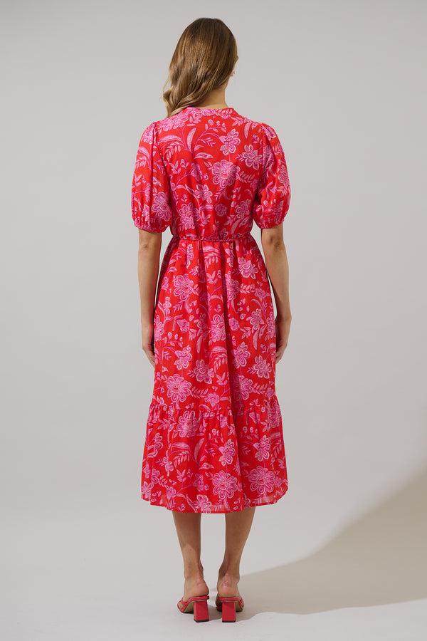 Sugarlips Aria Floral Beth Button Down Midi Dress