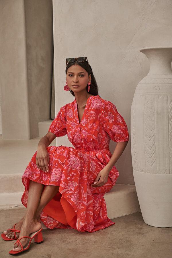 sugarlips Aria Floral Beth Button Down Midi Dress