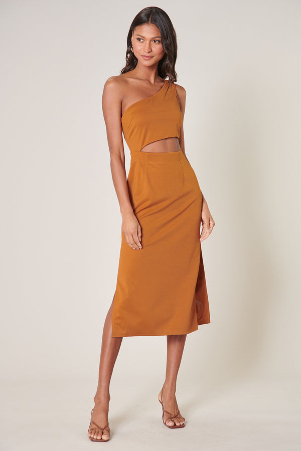 Sugarlips Aria One Shoulder Cut Out Midi Dress