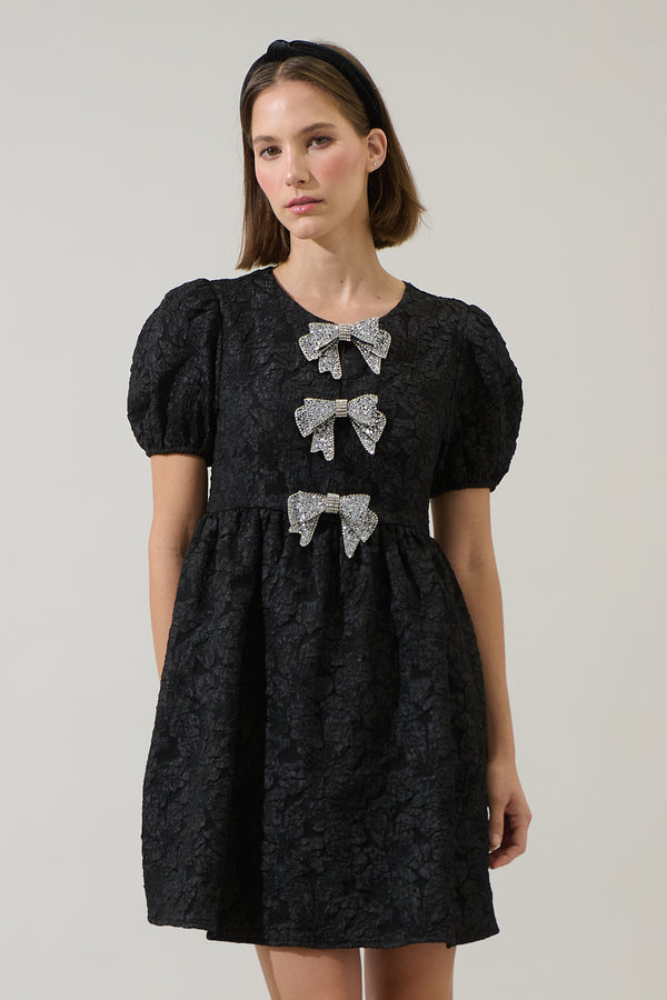 Sugarlips Arian Jacquard Glow Bow Mini Dress