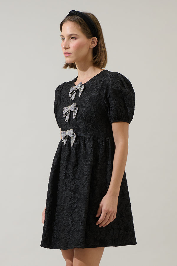 Sugarlips Arian Jacquard Glow Bow Mini Dress