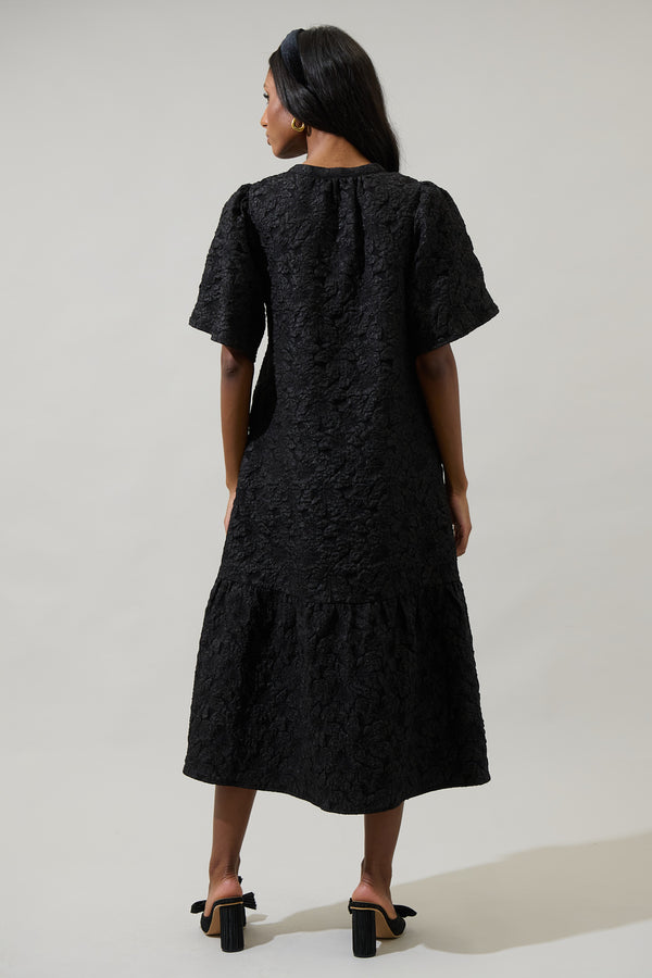 Sugarlips Arielle Jacquard Floral Ely Midi Dress
