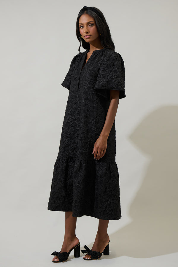 Sugarlips Arielle Jacquard Floral Ely Midi Dress