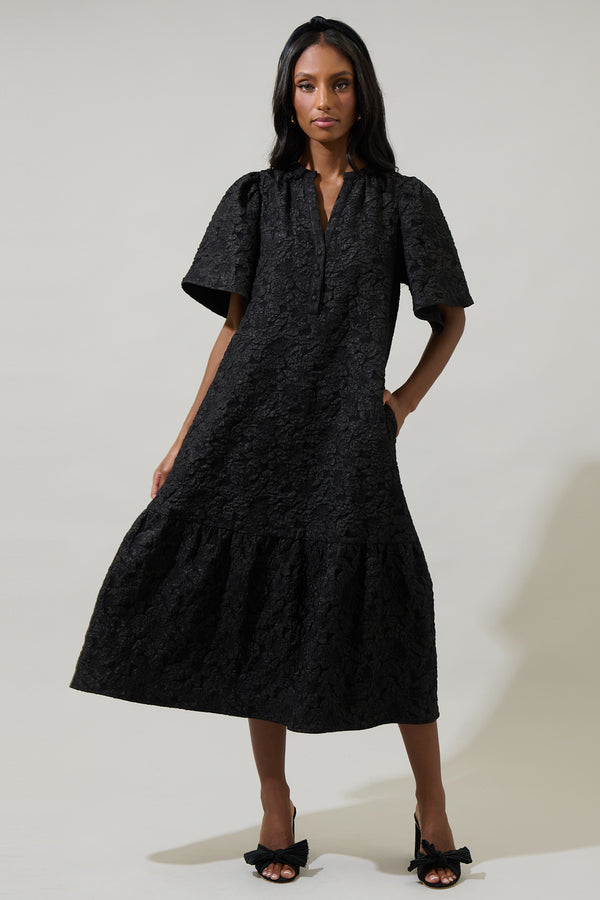 sugarlips Arielle Jacquard Floral Ely Midi Dress