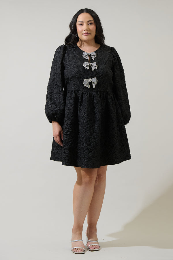 Sugarlips Arielle Jacquard Glow Bow Dress Curve