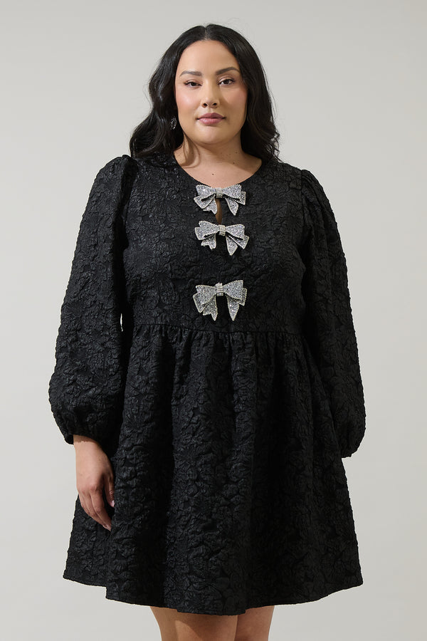 sugarlips Arielle Jacquard Glow Bow Dress Curve