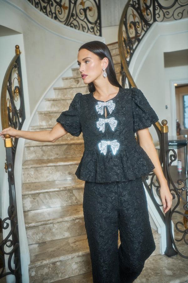 sugarlips Arielle Jacquard Glow Bow Top