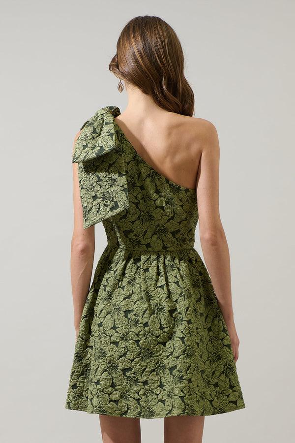 Sugarlips Arielle Jacquard Ivine Bow Mini Dress