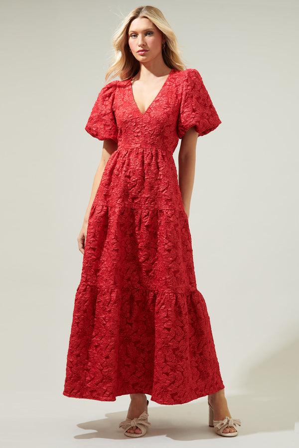 Sugarlips Arielle Jacquard Maxi Tiered Dress