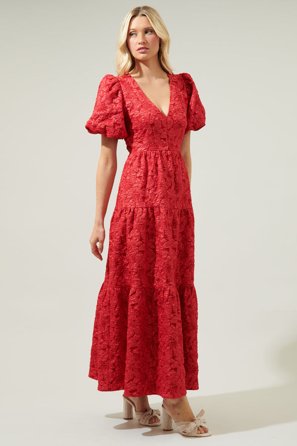 Sugarlips Arielle Jacquard Maxi Tiered Dress