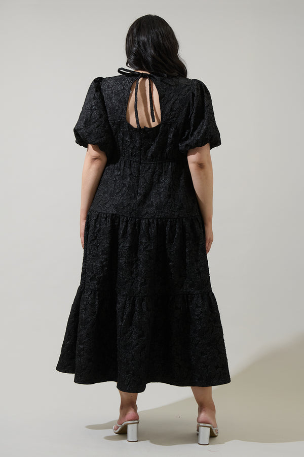 Sugarlips Arielle Jacquard Maxi Tiered Dress Curve