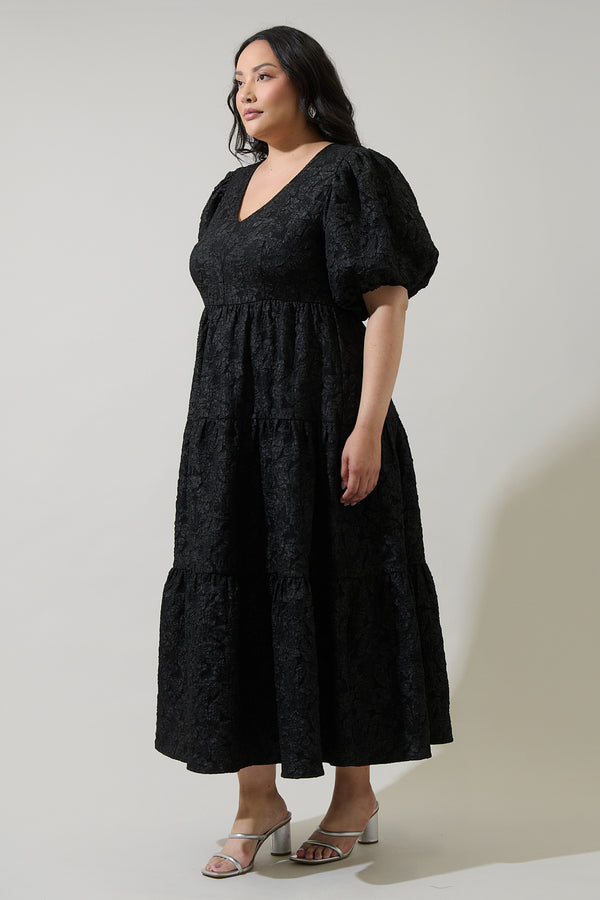 Sugarlips Arielle Jacquard Maxi Tiered Dress Curve