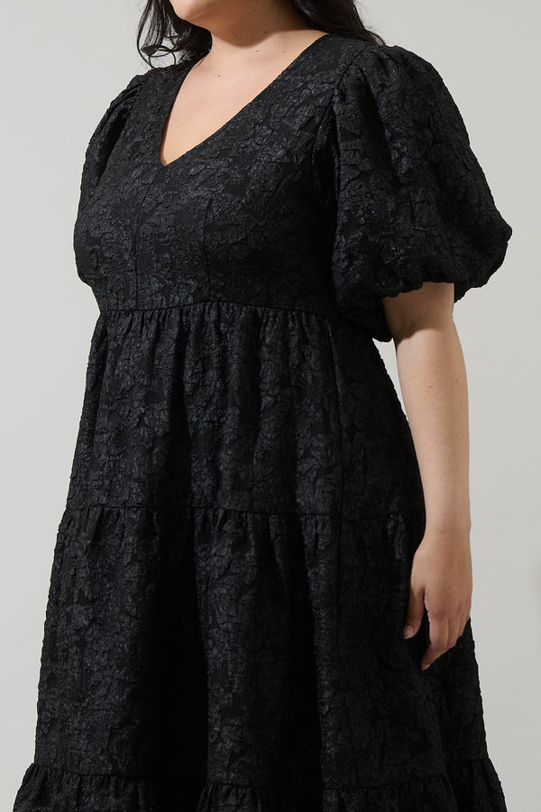 Sugarlips Arielle Jacquard Maxi Tiered Dress Curve