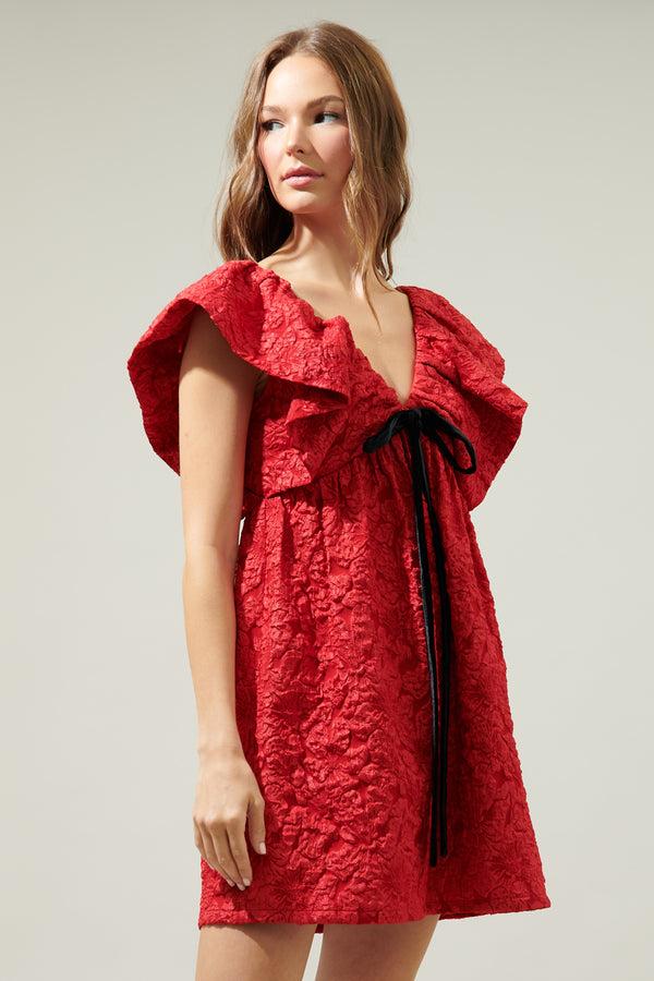 Sugarlips Arielle Jacquard Mini Babydoll Dress