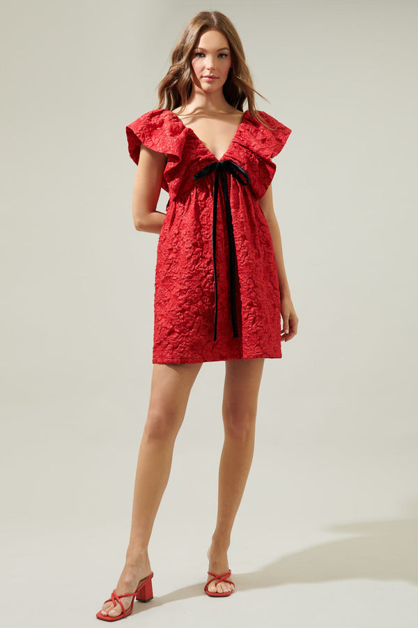 Sugarlips Arielle Jacquard Mini Babydoll Dress