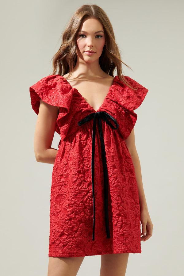 sugarlips Arielle Jacquard Mini Babydoll Dress