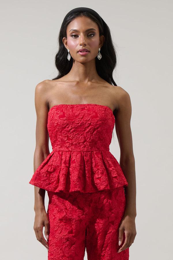 Sugarlips Arielle Jacquard Senny Peplum Top