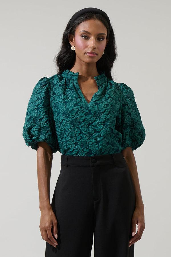 Sugarlips Arielle Jacquard Split Neck Top