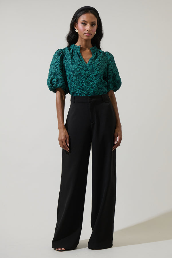 Sugarlips Arielle Jacquard Split Neck Top