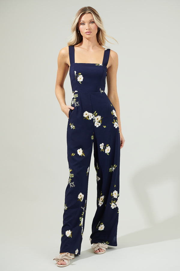 sugarlips Arlene Floral Smocked Jumpsuit