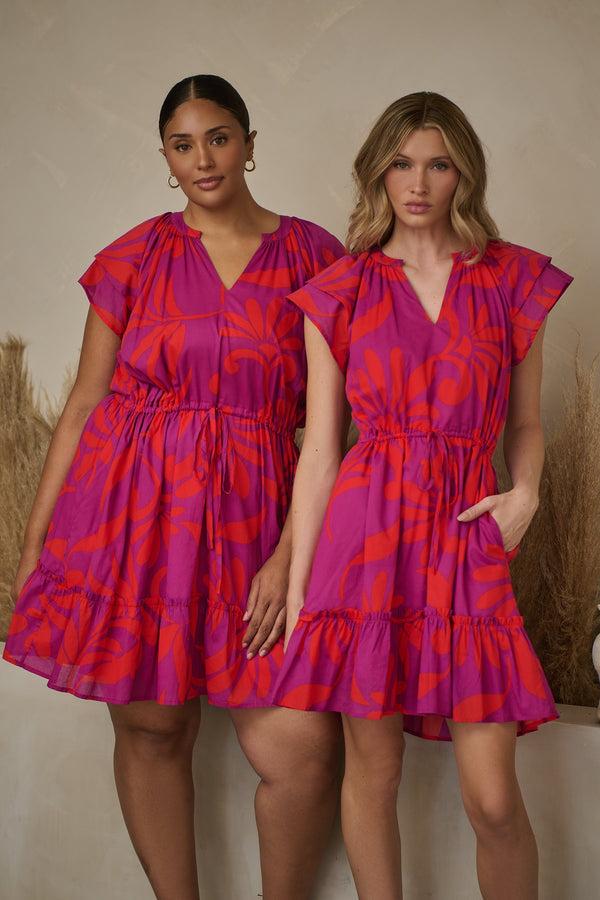 sugarlips Arona Floral Baden Ruffle Mini Dress